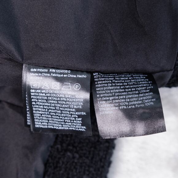 H&M Black Textured Weave Wool Blend Tweed Lined Collarless Jacket Womens Size L - Picture 10 of 16